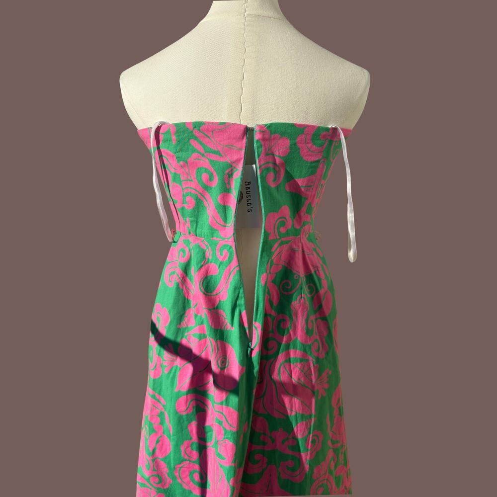 Lilly Pulitzer Strapless Dress | Pink Green Print | Size 0 | Vintage Inspired - Picture 6 of 7
